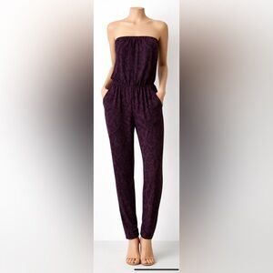 Joie Womens Strapless Jumpsuit Size M Plum Skin Skin Elastic Waist Tapered Pants